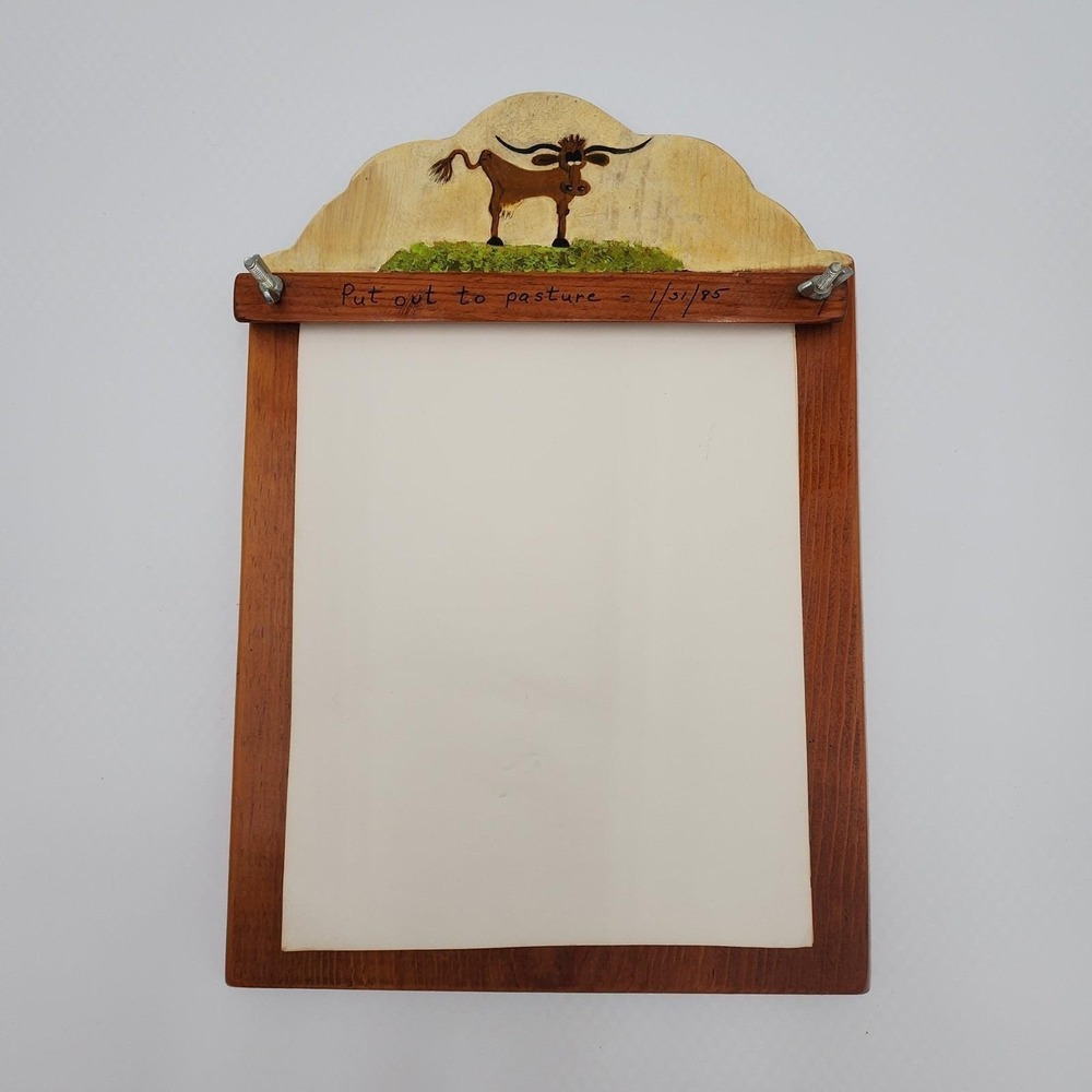 Handmade Longhorn Steer Memo Board Paper Holder Rustic Western Rancher Decor